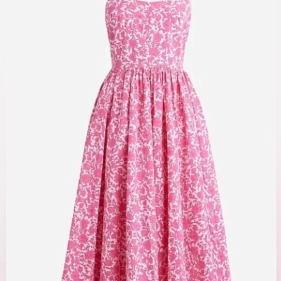 J.CREW A-line cotton poplin midi dress in rosebud floral-size 00 - Picture 3 of 11